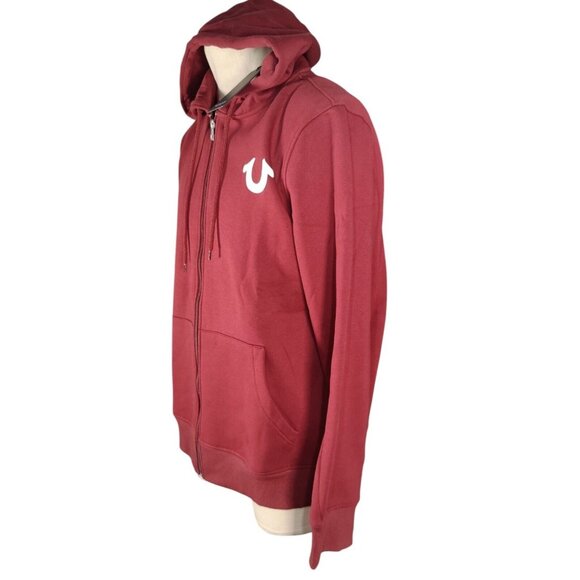 True Religion Overlap Buddha Full Zip Up Hoodie Mens XL Chocolate Truffle NWT - Picture 6 of 14